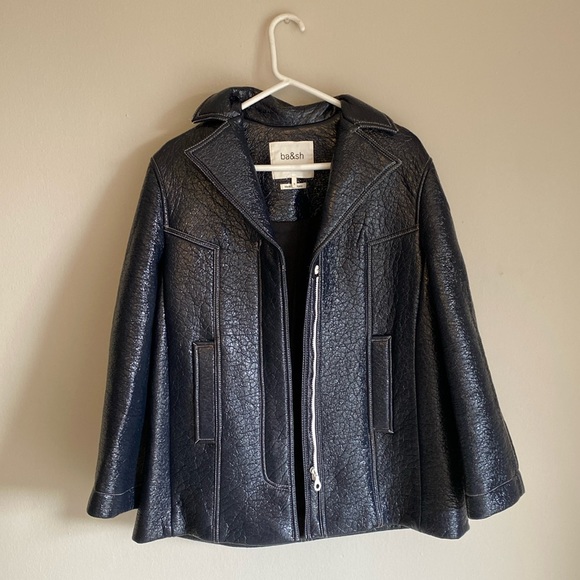 ba&sh Faux Leather Puffer Evening Jacket - Picture 4 of 9